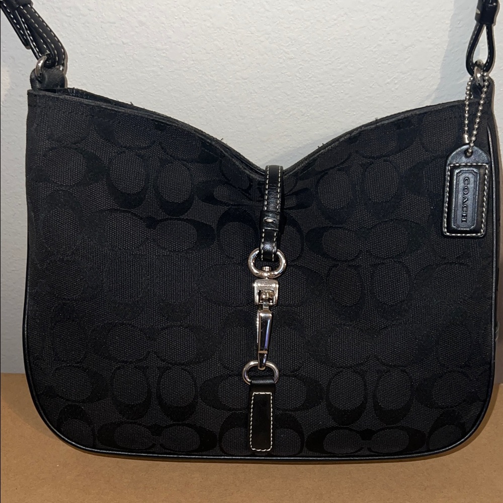 Coach Black Monogram Shoulder Bag - Picture 4 of 5